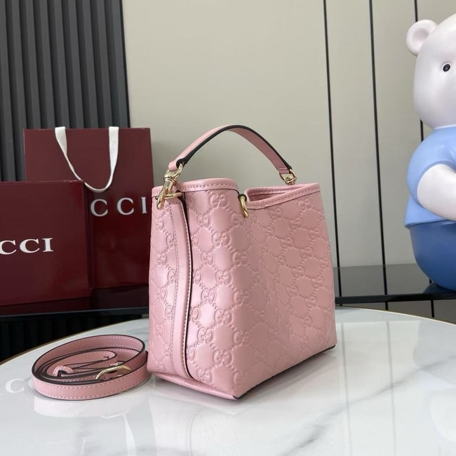 Gucci GG Emblem small bucket bag 815118 pink