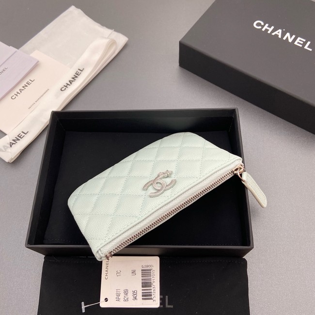 Chanel Zipped Pocket wallet S4811 light blue
