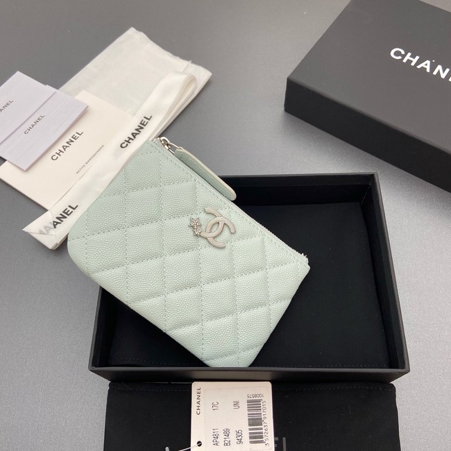 Chanel Zipped Pocket wallet S4811 light blue