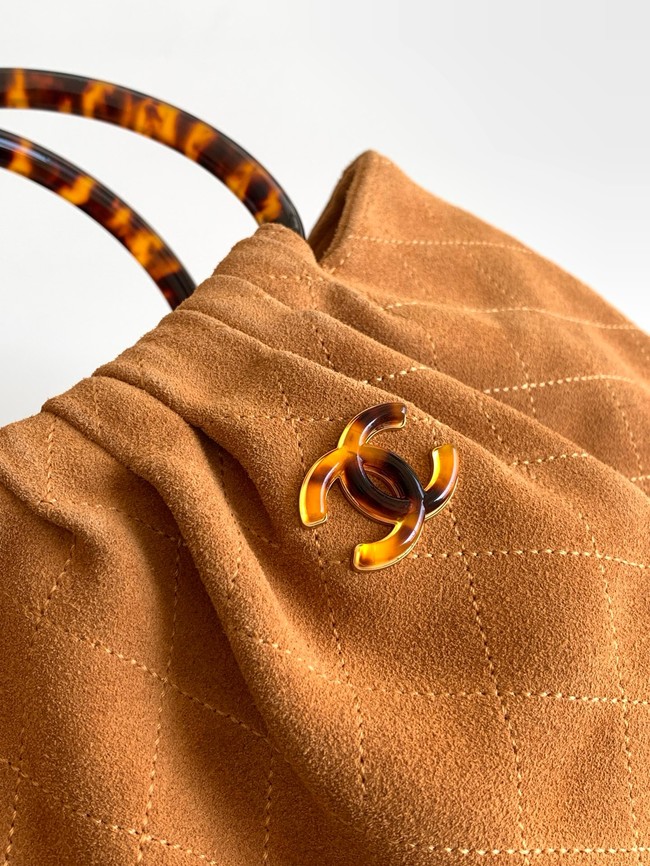 CHANEL Hobo Bag Suede AS6010 Camel