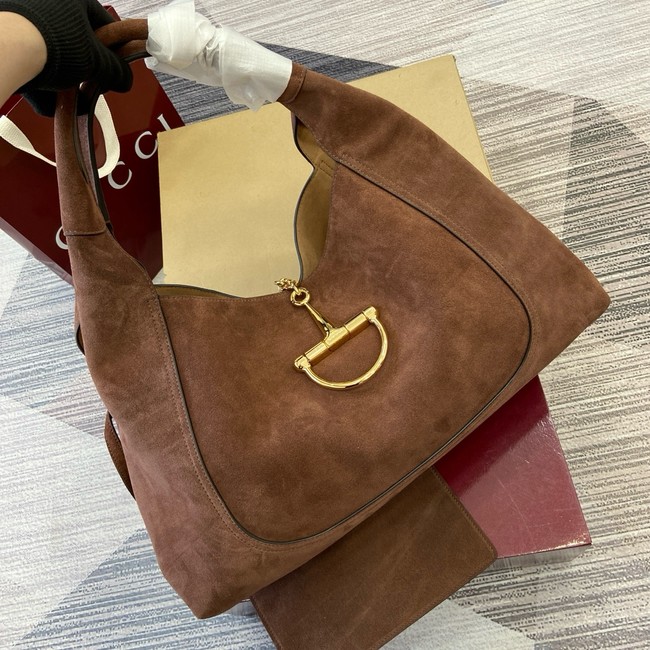 Gucci Softbit maxi shoulder bag Variation 837466  dark brown suede