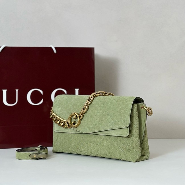 GUCCI Medium shoulder bag with chain Suede 857622 green