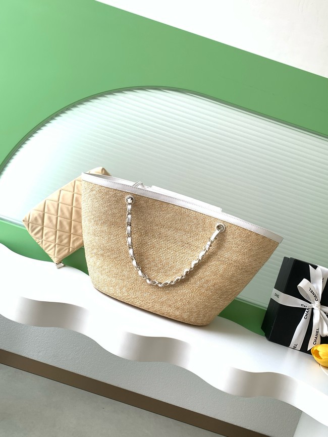 CHANEL Large Tote AS5952 Beige & White