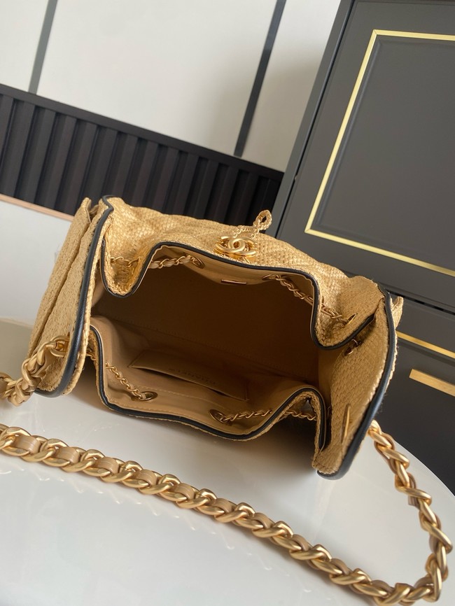 CHANEL 25 Small Handbag Printed Fabric AS5293 brown