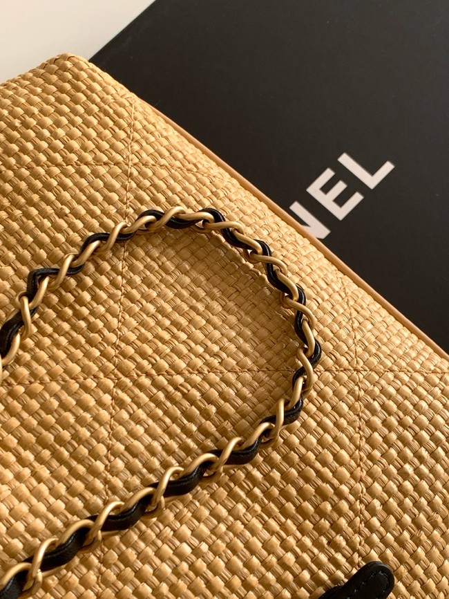 CHANEL Small Tote Braided Raffia AS6015 brown