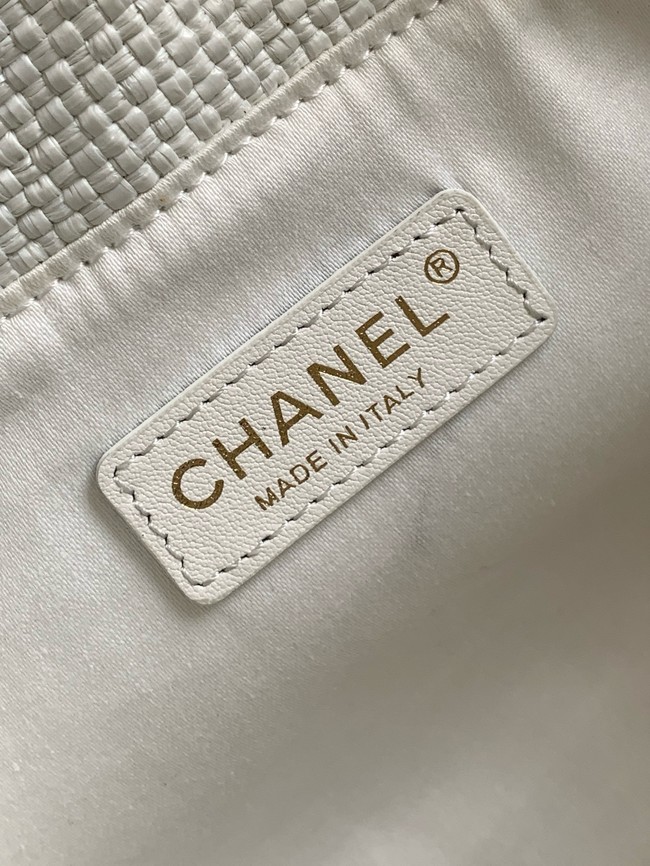 CHANEL Small Tote Braided Raffia AS6015 white