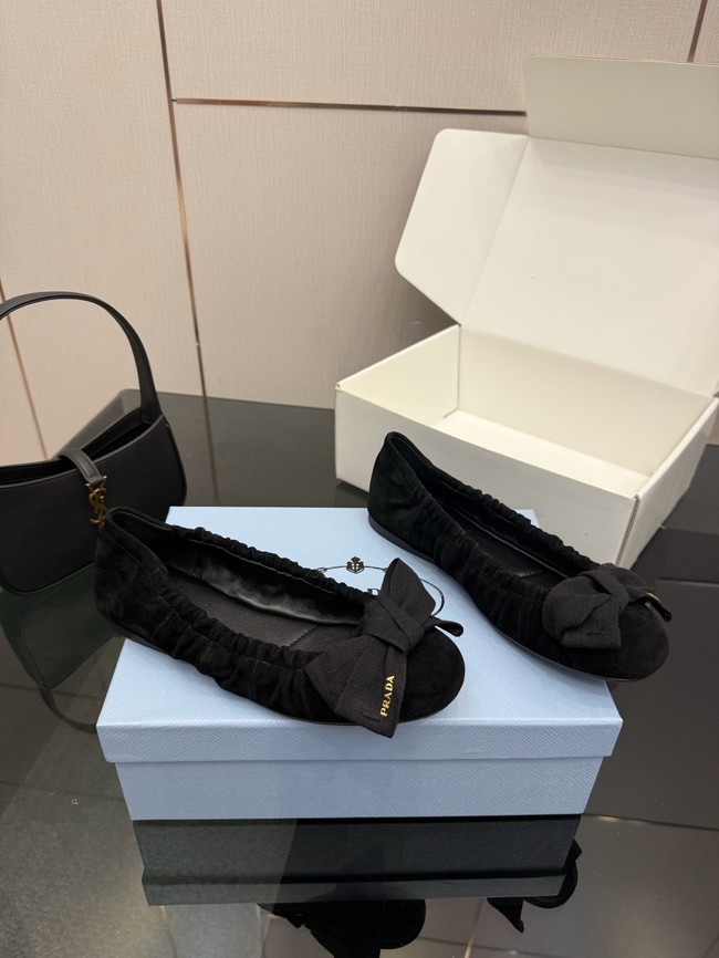 Prada Mordore nappa leather ballerinas with bow 55723-6