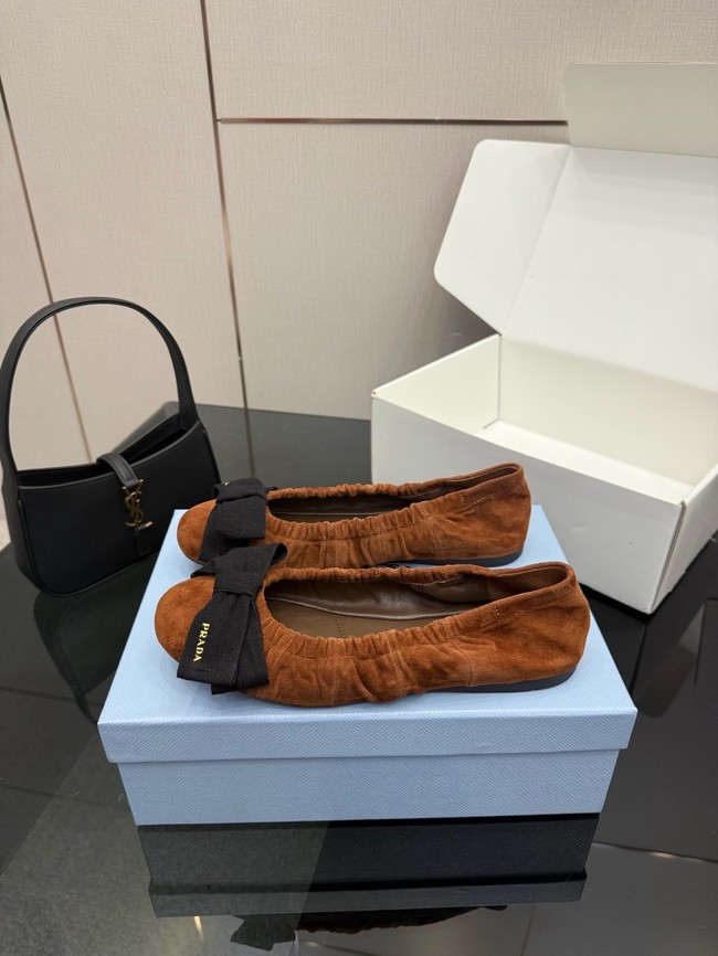 Prada Mordore nappa leather ballerinas with bow 55723-7