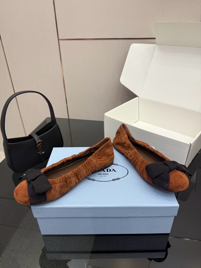 Prada Mordore nappa leather ballerinas with bow 55723-7