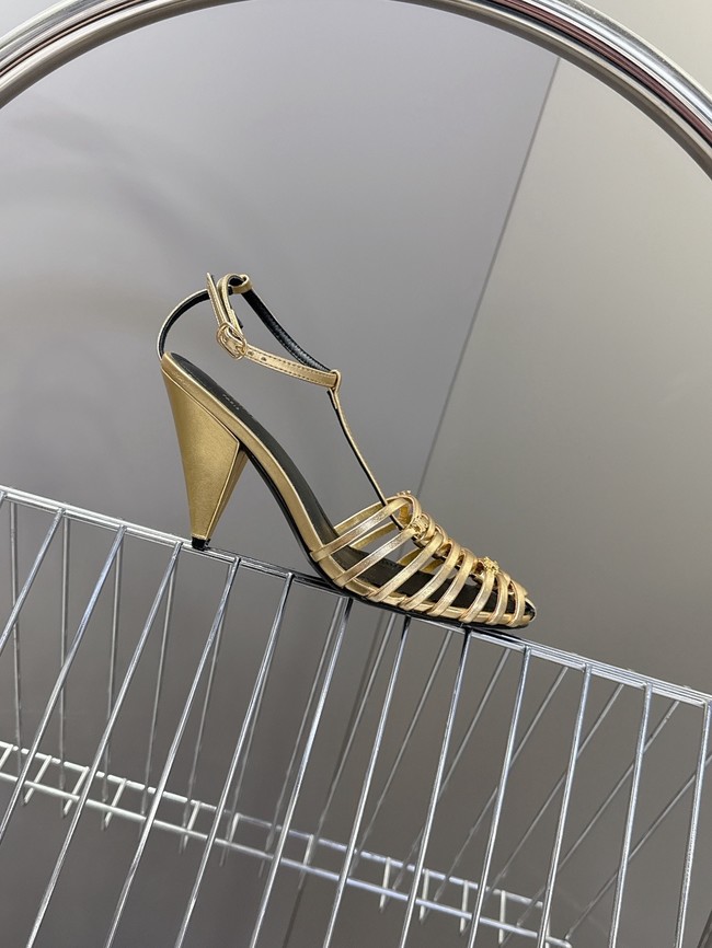 CELINE CAGE STRAPPY SANDAL IN LAMINATED LAMBSKIN 36657-1