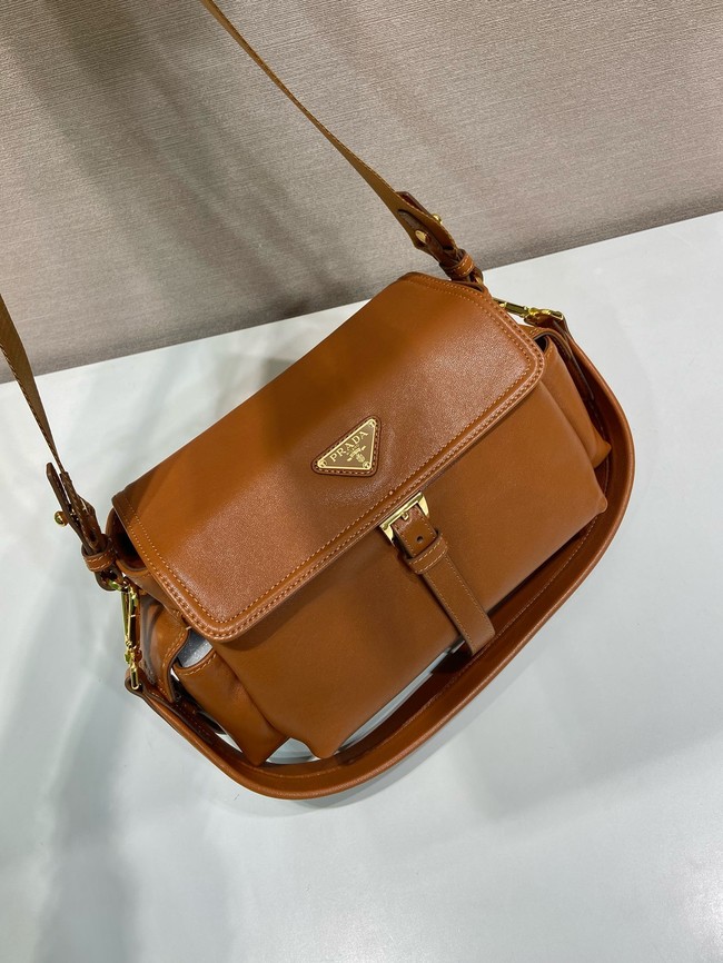 Prada Route medium leather tote bag 1BD394 camel