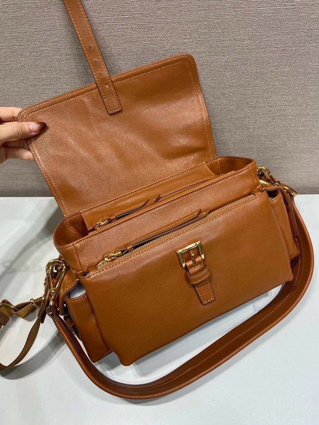 Prada Route medium leather tote bag 1BD394 camel