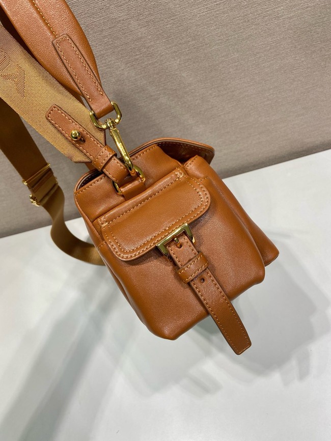 Prada Route medium leather tote bag 1BD394 camel