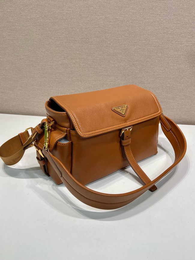 Prada Route medium leather tote bag 1BD394 camel