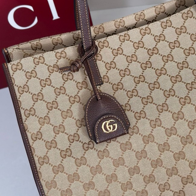 Gucci Large tote bag with charm 875056 dark brown GG canvas