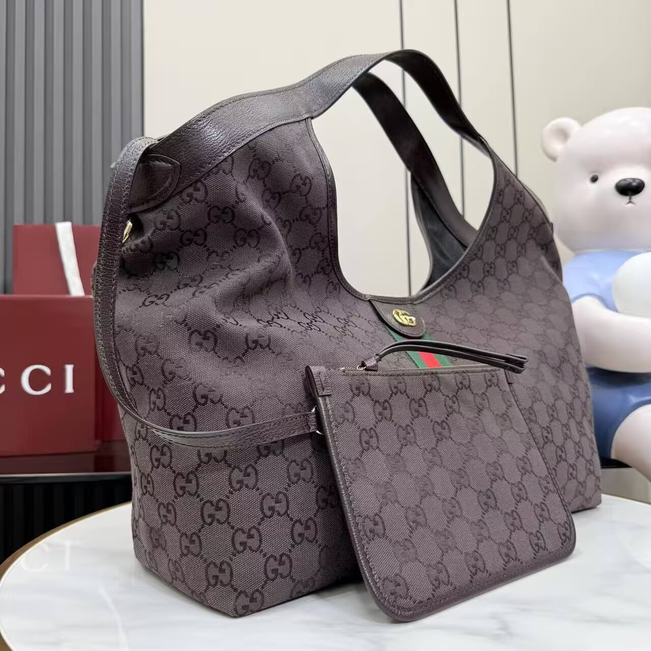 Gucci Giglio Large Tote Bag Variation GG Canvas 853971 Dark Brown Gucci Giglio Large Tote Bag Variation GG Canvas 853971 Dark Brown