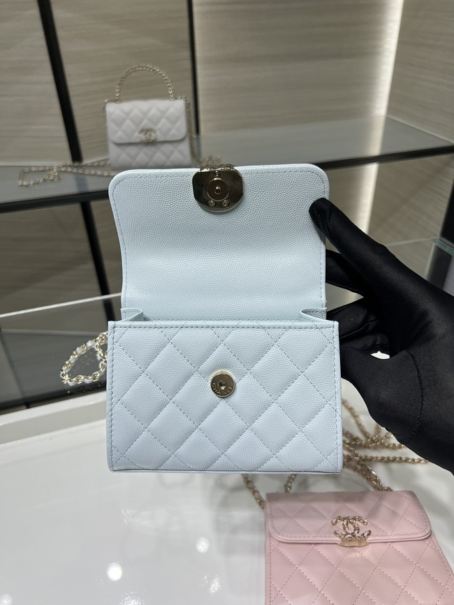 CHANEL CLUTCH WITH CHAIN AP3237 ice blue