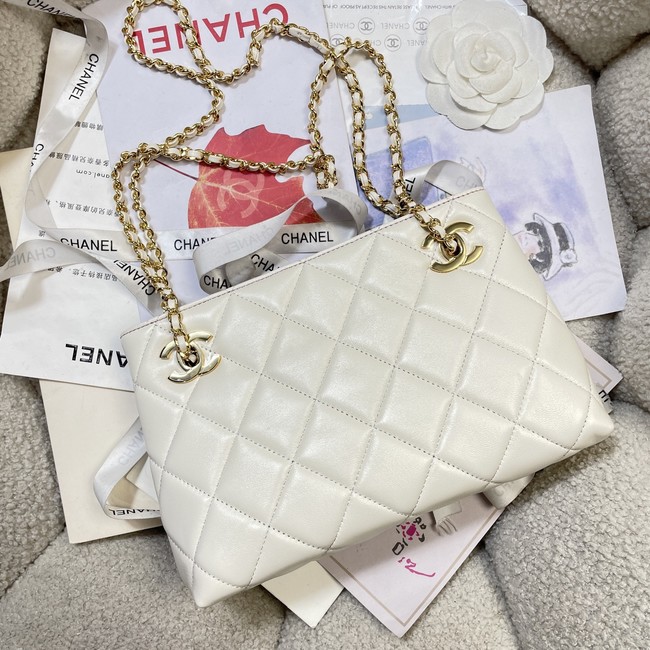 CHANEL Small Tote Lambskin AS6248 white