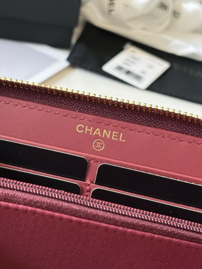 Chanel Classic Zipped Wallet AP5077 dark red