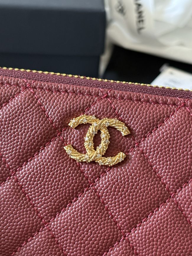 Chanel Classic Zipped Wallet AP5077 dark red