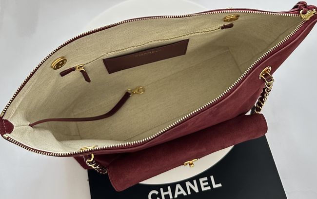 Chanel Shopping Bag Suede AS6483 Burgundy Chanel Shopping Bag Suede AS6483 Burgundy