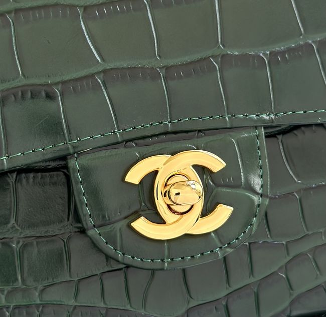 Chanel Small Flap Bag Crocodile Embossed 1112 green&gold