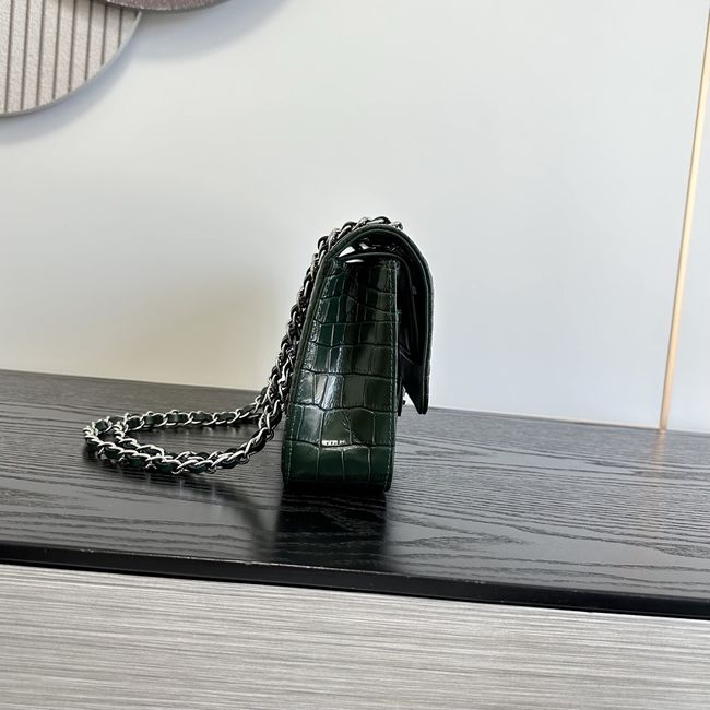 Chanel Small Flap Bag Crocodile Embossed 1112 green&silver Chanel Small Flap Bag Crocodile Embossed 1112 green&silver