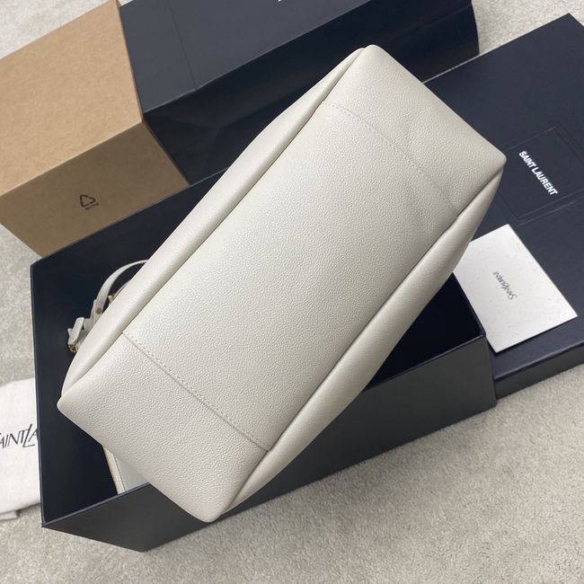 Saint Laurent LE 5 A 7 supple LARGE in grained leather 850545 white Saint Laurent LE 5 A 7 supple LARGE in grained leather 850545 white