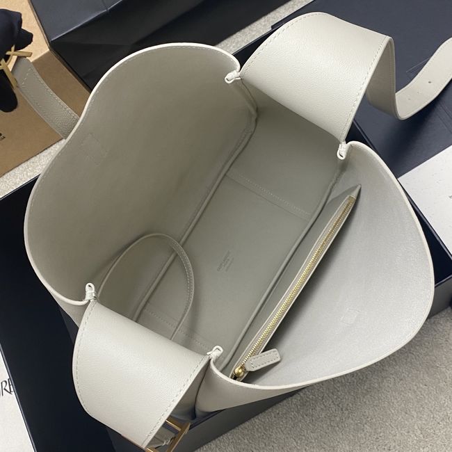 Saint Laurent LE 5 A 7 supple LARGE in grained leather 850545 white Saint Laurent LE 5 A 7 supple LARGE in grained leather 850545 white