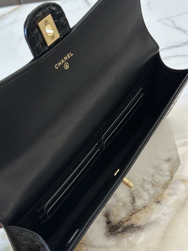Chanel Clutch with chain Crocodile Embossed AP5280 black