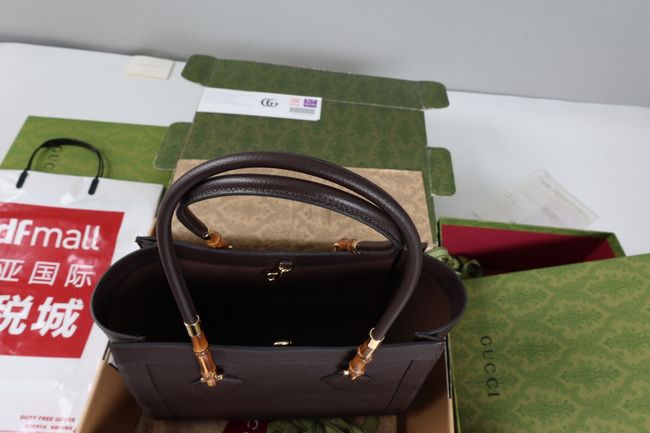 Gucci Bamboo Tote medium bag A005YB Dark brown