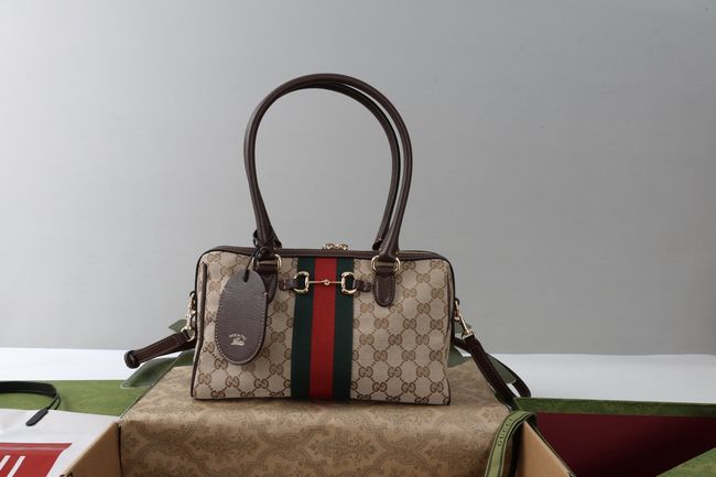 Gucci Borsetto medium boston bag canvas 866732 brown