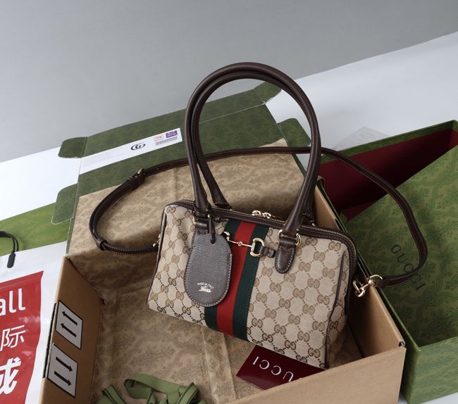 Gucci Borsetto medium boston bag canvas 866732 brown