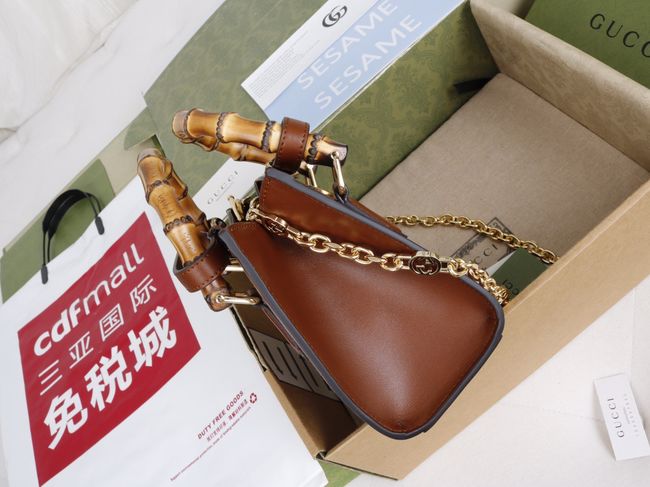 Gucci Diana embroidered small tote bag 675800 brown