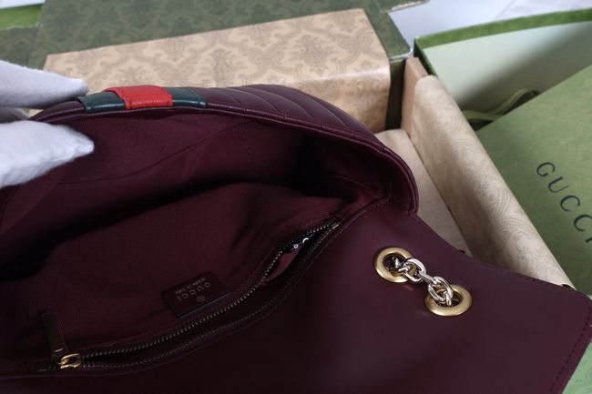 Gucci Jetset GG Marmont medium shoulder bag A005XW  burgundy