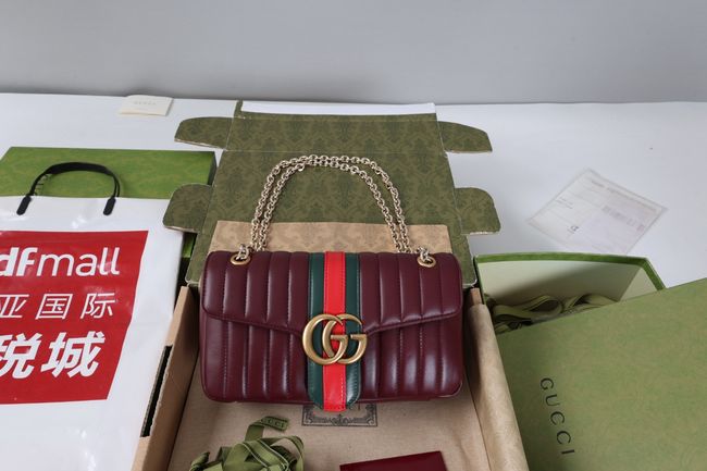Gucci Jetset GG Marmont medium shoulder bag A005XW  burgundy