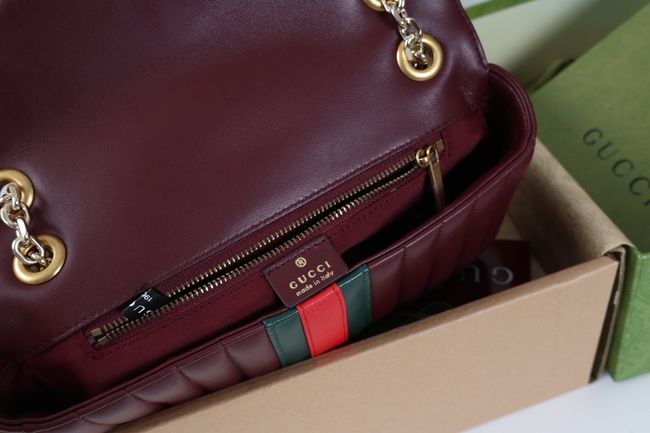 Gucci Jetset GG Marmont medium shoulder bag A005XW  burgundy