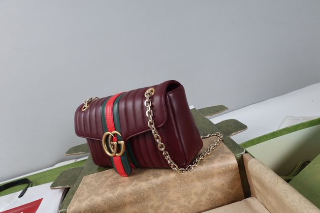 Gucci Jetset GG Marmont medium shoulder bag A005XW  burgundy