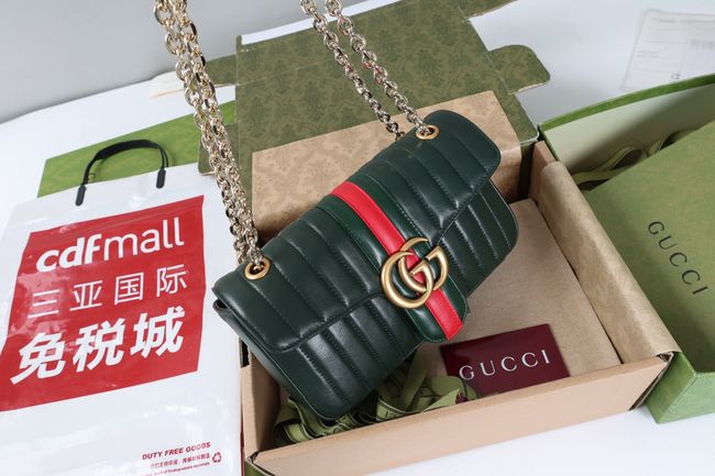 Gucci Jetset GG Marmont medium shoulder bag A005XW dark green