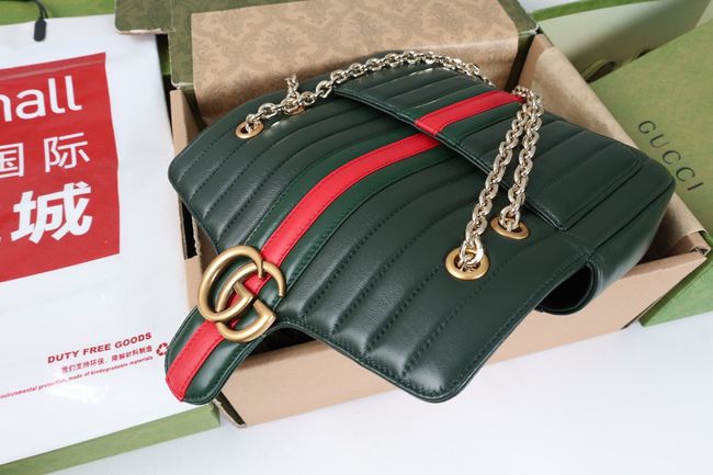 Gucci Jetset GG Marmont medium shoulder bag A005XW dark green