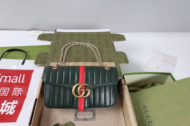 Gucci Jetset GG Marmont medium shoulder bag A005XW dark green