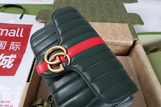 Gucci Jetset GG Marmont small shoulder bag A006X1 Dark green