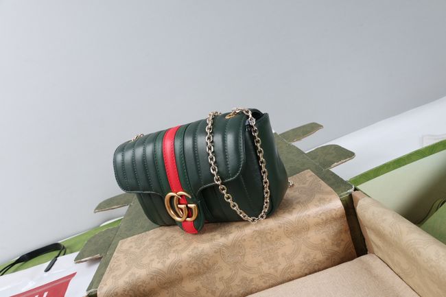 Gucci Jetset GG Marmont small shoulder bag A006X1 Dark green