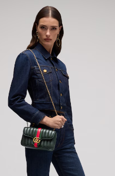 Gucci Jetset GG Marmont small shoulder bag A006X1 Dark green
