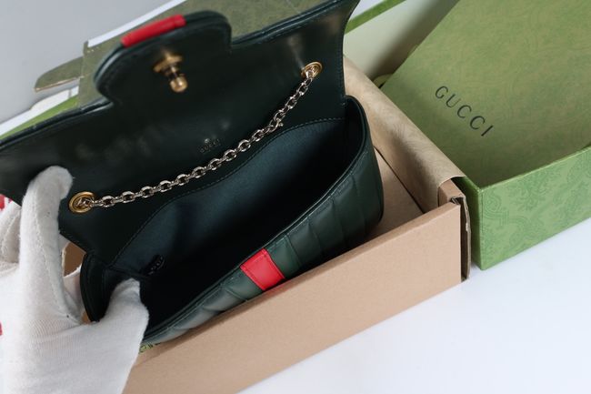 Gucci Jetset GG Marmont small shoulder bag A006X1 Dark green