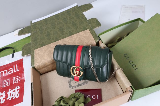 Gucci Jetset GG Marmont small shoulder bag A006X1 Dark green
