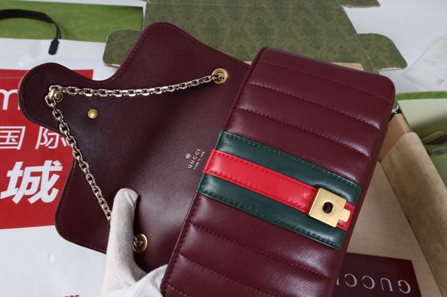 Gucci Jetset GG Marmont small shoulder bag A006X1 burgundy