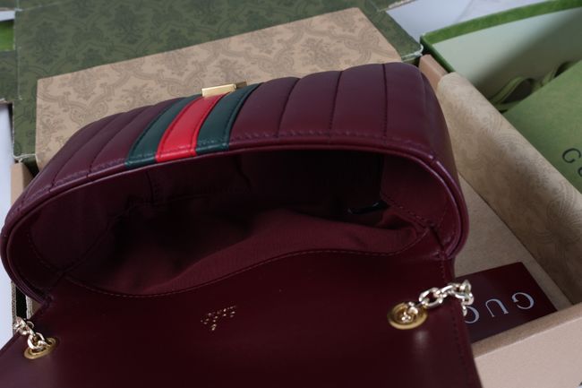 Gucci Jetset GG Marmont small shoulder bag A006X1 burgundy