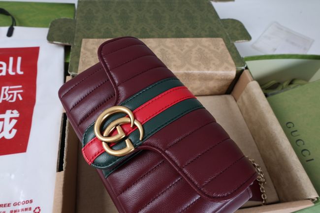 Gucci Jetset GG Marmont small shoulder bag A006X1 burgundy
