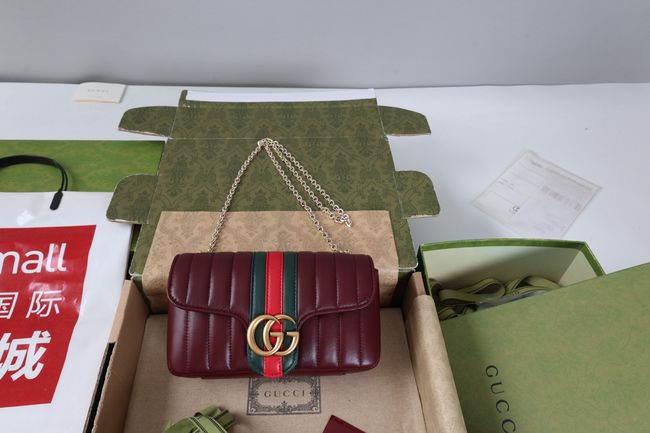 Gucci Jetset GG Marmont small shoulder bag A006X1 burgundy
